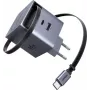 UGREEN X615 65W GaN greitasis įkroviklis su 1x USB-C, 1x USB-A ir įtraukiamu kabeliu (modelis 65825)