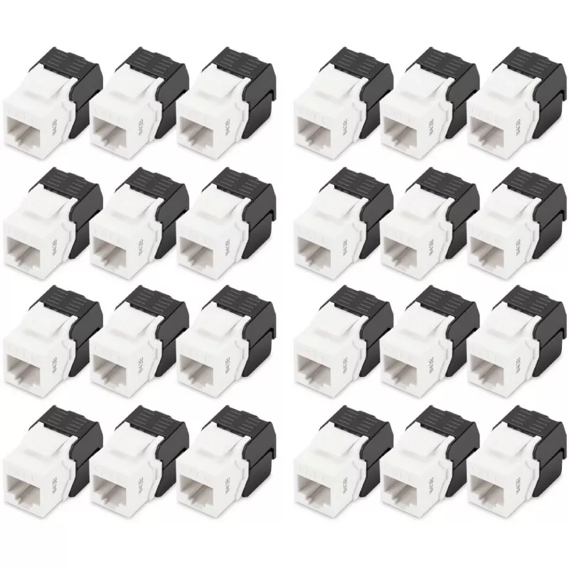 DIGITUS CAT 6 Keystone Jack neekranuotas 24 vnt. Plokščias Juodas Baltas RJ-45