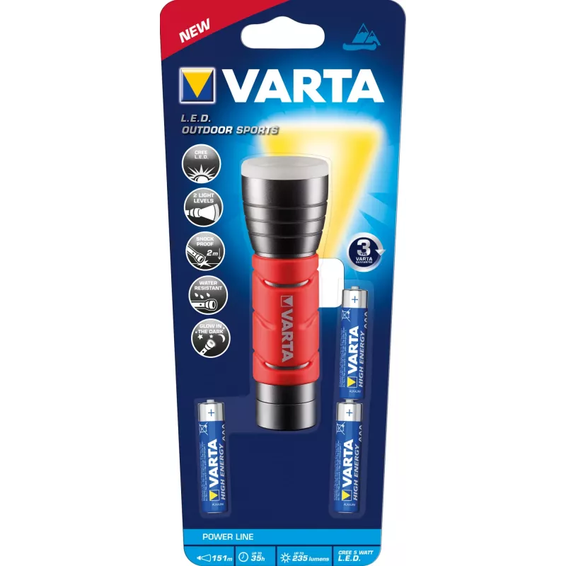 Varta 17627101421 - rankinis žibintuvėlis - juodas - raudonas - aliuminis - IPX4 - LED - 1 lempa