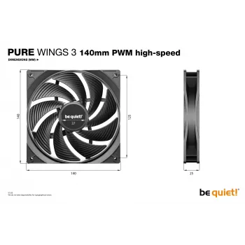 be quiet! Pure Wings 3 140mm PWM high-speed korpuso ventiliatorius 14 cm juodas 1 vnt.