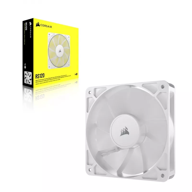 Corsair RS120 CO-9050192-WW 120 mm PWM korpuso ventiliatorius, 420–2100 aps./min., 1 vnt. pakuotė, baltas