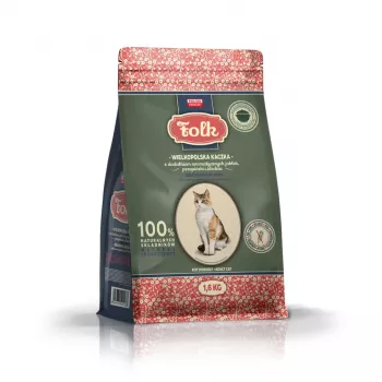 FOLK Didžiosios Lenkijos antis su obuoliais, putpele ir silke - sausas kačių ėdalas - 1,6 kg
