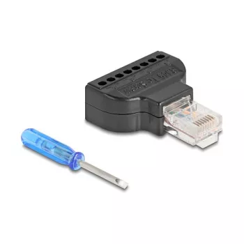 DeLOCK 90654 lyties keitiklis RJ45 8 kontaktų gnybtų blokas Juodas