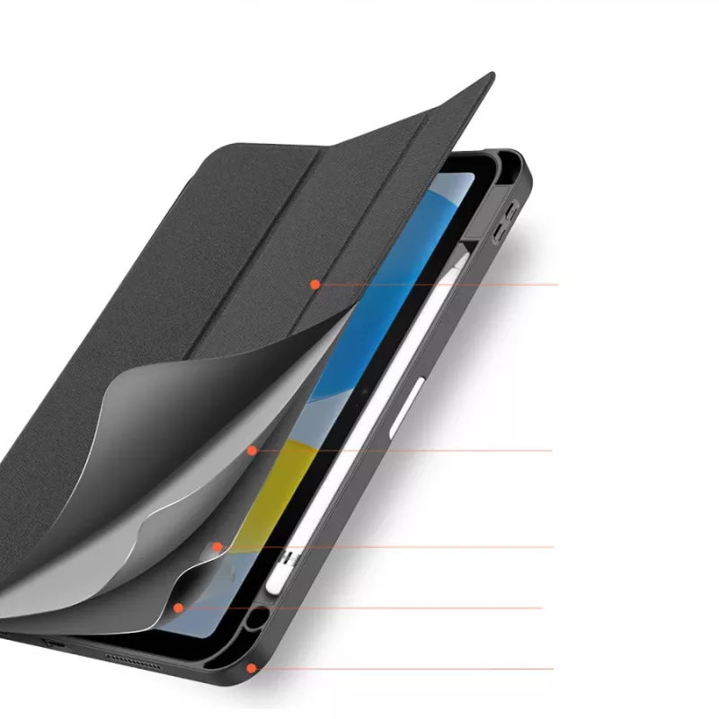 Dėklas planšetei DUX DUCIS DOMO sulankstomas su laikikliu pieštukui, iPad 10 (2022), juodas