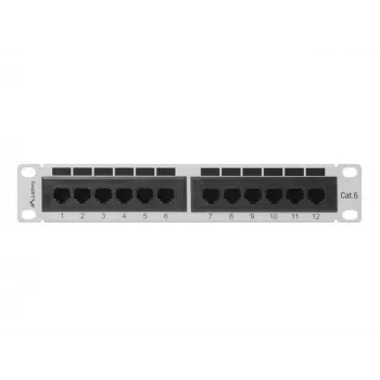 Patch panel LANBERG PPU6-9012-S, 12 prievadų Cat6, metalinis, pilkas