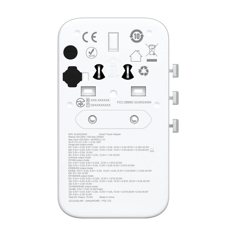 Maitinimo adapteris GlocalMe Roamplug 4G LTE Wi‑Fi Cloud SIM – baltas
