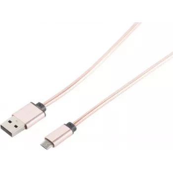 USB laidas S/CONN 14-11002 1m USB A Micro-USB B Rožinis auksas