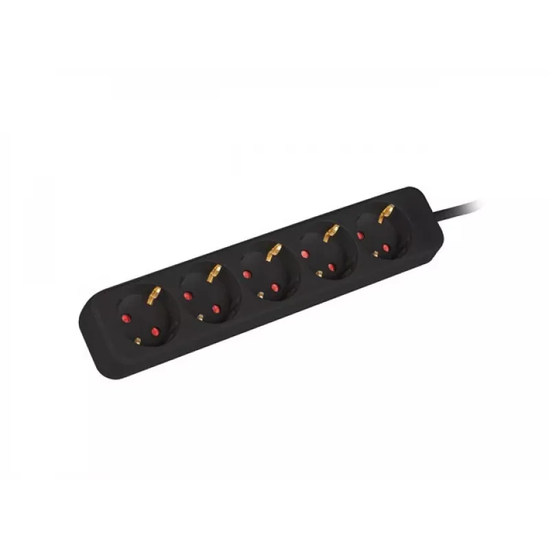 Prailginimo laidas Lanberg PS0-05F-0300-BK 3 m, 5 kištukinių lizdų, juodas