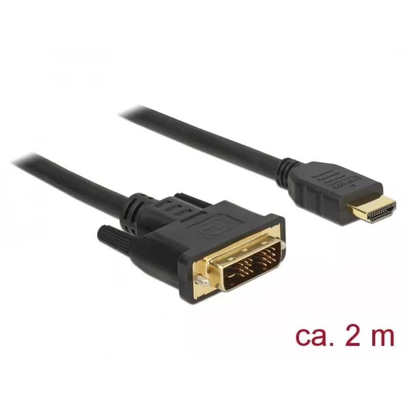 DeLOCK vaizdo kabelis HDMI / DVI-D (vyriškas) į HDMI (vyriškas) 2 m, juodas
