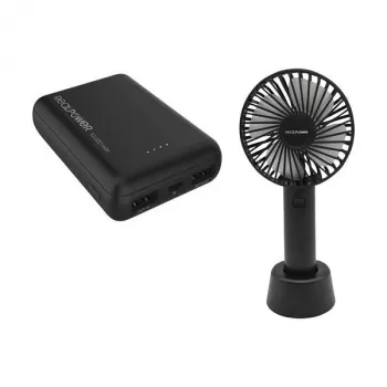 Nešiojamas ventiliatorius ir powerbankas RealPower PB-10000 mini HD 10000mAh