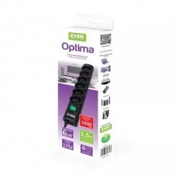 Ever OPTIMA apsauginis filtras 1,5 m (6 x UTE; 10 A; juodas) (T/LZ08-OPT015/0000)