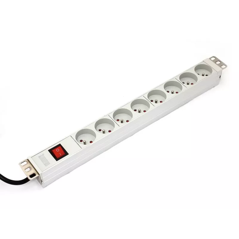 DIGITUS Professional a-19-STRIP-2-IMP - maitinimo paskirstymo įrenginys (stelažinis, 1U) - 8 lizdai, 250 V, 1,8 m laidas