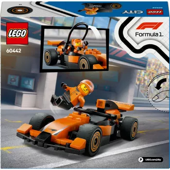LEGO City F1 Racer McLaren lenktyninis automobilis 60442 – statybos rinkinys, 86 dalys, 1 minifigūrėlė, nuo 6 metų