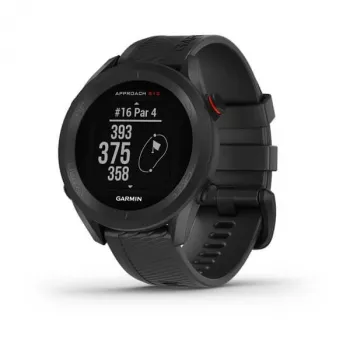 GPS golfo laikrodis Garmin Approach S12 juodas, 43 mm korpusas, silikoninis dirželis, 30 h GPS baterija