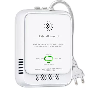 Dujų nuotėkio detektorius QOLTEC NG 85dB LE – gamtinių dujų (CH4) jutiklis, garsinis signalas 85 dB