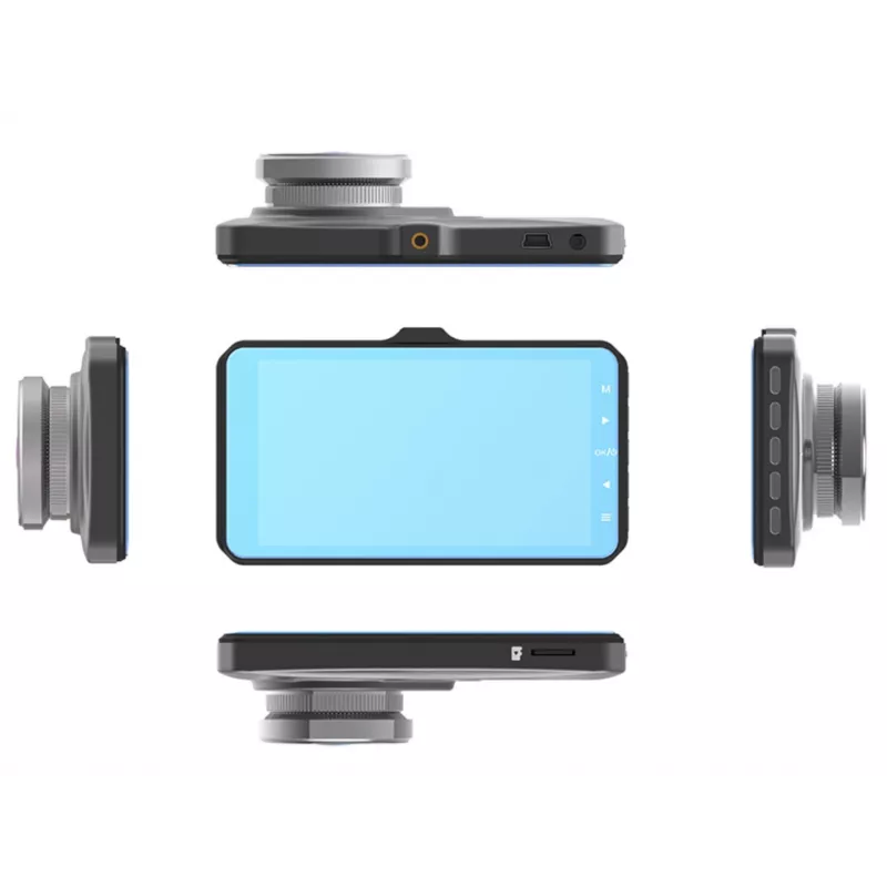Vaizdo registratorius TRACER 4TS Full HD dviejų kamerų, 2 MP priekinė, 0.4 MP salono, 140°/60° kampai, 4 colių IPS ekranas, 150 mAh baterija, aliumininis korpusas, stovėjimo pagalba