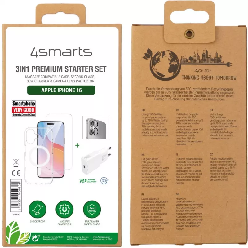4smarts 3in1 Premium Starter Set mobilaus telefono startinis rinkinys Skaidriai balta