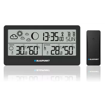 Oro stotelė BLAUPUNKT WS20BK – vidaus ir lauko temperatūros bei drėgmės rodymas, juoda, 1 jutiklis, LCD, maitinama baterijomis