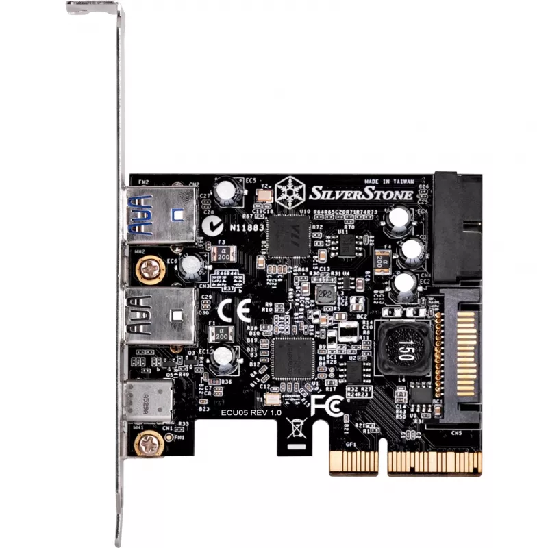SilverStone ECU05 – USB adapteris – PCIe 2.0 x2 Low Profile – USB 3.1 Type C x 1 + USB 3.0 x 2 + USB 3.0 (vidinis) x 2 (SST-ECU05)