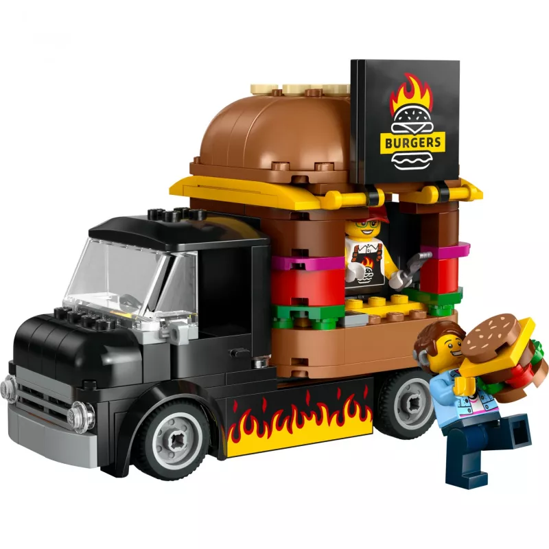 LEGO City Burger Van Maistas Iš Furgono Žaislas 5+ Metų Berniukams Ir Mergaitėms Transporto Priemonės Statybos Rinkinys Su Pardavėjo Minifigūra Ir Aksesuarais