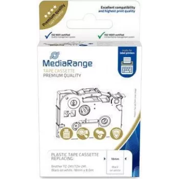 MediaRange plastikinė juostelė Brother TZ-241 18mm 8m juoda ant baltos