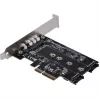 Silverstone SST-ECM27 M.2/SATA adapterio kortelė, PCIe 4.0, 1x M-Key, 2x SATA 6G - Low Profile