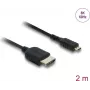 HDMI kabelis DELOCK 81691 — HDMI A tipo į Micro HDMI D tipo, 2 m, 48 Gbit/s, iki 7680×4320, auksuoti kontaktai, juodos spalvos
