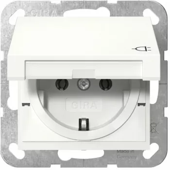 Kištukinis lizdas Schuko GIRA System 55, baltas, gylis 29 mm