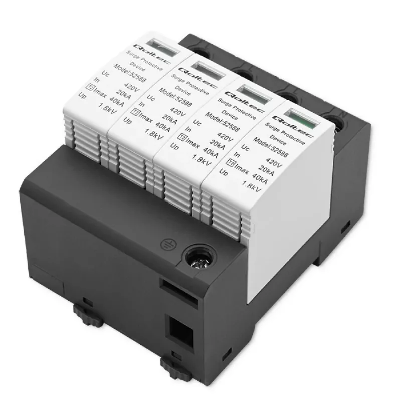 Apsauginis įtampos ribotuvas QOLTEC 52588 AC 4P 420V T2 C — 4 polių, 420 V, 2 tipo