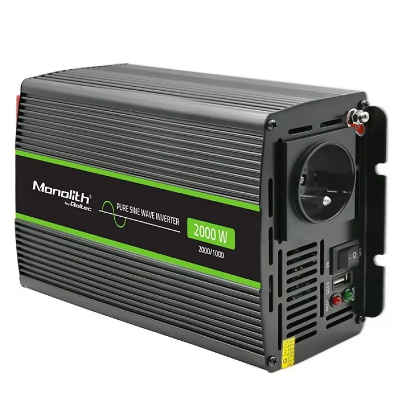 Automobilinis keitiklis Qoltec Monolith 2000 W juodas 12 V