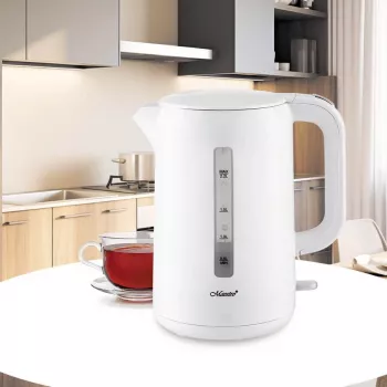 Elektrinis virdulys Maestro MR-022-WHITE, 2,2 L, 1850–2200 W, plastikinis korpusas, 360° pagrindas, apsauga nuo kalkių, vandens lygio indikatorius