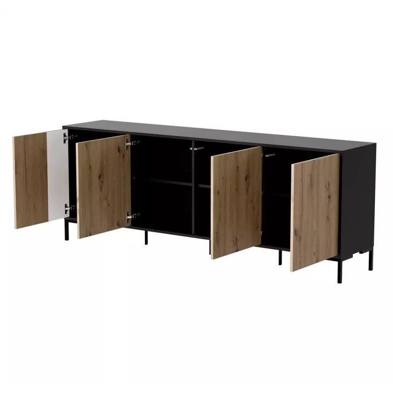 Komoda CAMA MEBLE MERCI 200 x 40 x 74 cm – juoda/artizaninis ąžuolas