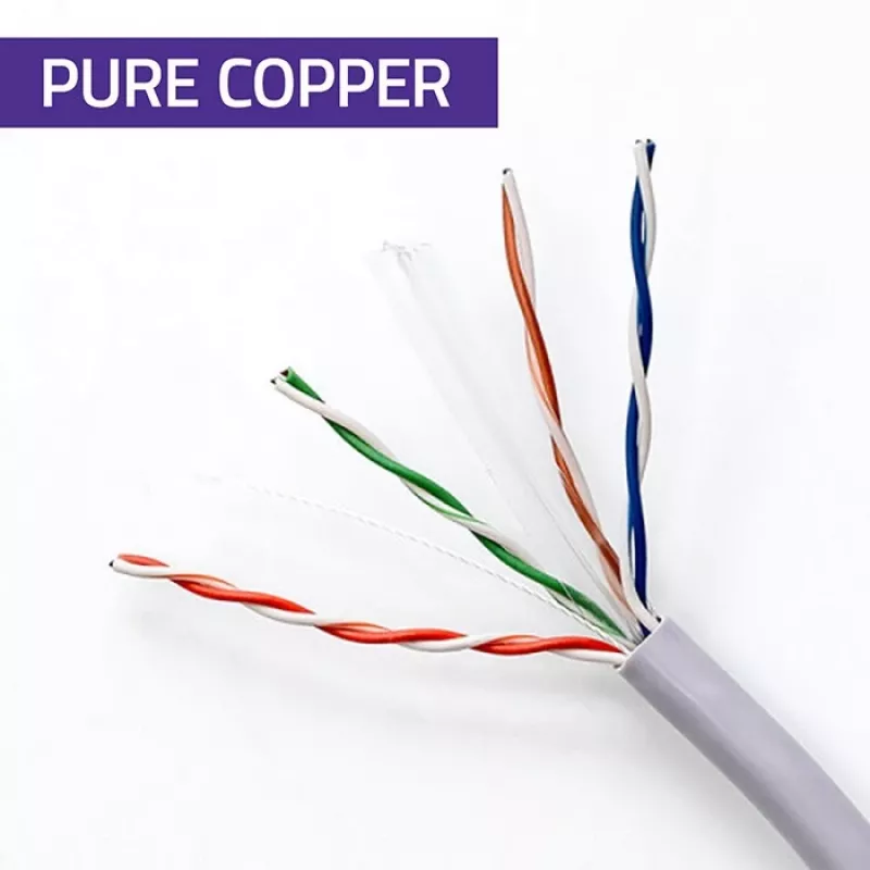 UTP patchcord kabelis CAT6 Varis Cu 100m pilkas – QOLTEC 54560