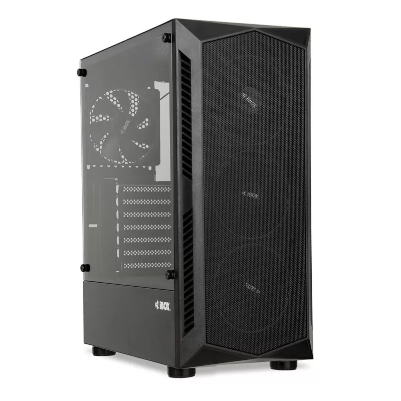 Korpusas IBOX LUPUS 27 Midi Tower ATX, grūdintas stiklas, RGB, 455×200×380 mm, palaiko ATX, GPU iki 32 cm
