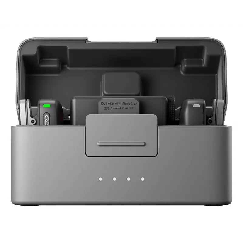Belaidis mikrofonų rinkinys DJI Mic Mini (2 TX + 1 RX + Įkrovimo dėklas) - Tamsiai pilkas