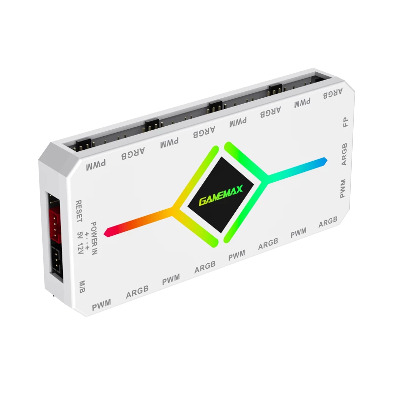 Gamemax V4.0 ARGB PWM HUB BK | Baltas | Ventiliatorių ir RGB šakotuvas