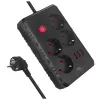 Ilgintuvas MACLEAN MCE392 B – 4 kištukiniai lizdai, 3×USB, 110–240V, 2,1A, 2500W, 1,5 m laidas, juodas