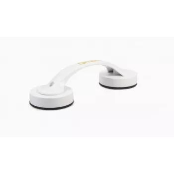 Sieninis laikiklis su siurbtuku Qmed DRQM6D0AAXXXP – technopolimeras, 20 cm gylis, maks. 30 kg, baltas, 65×53 mm