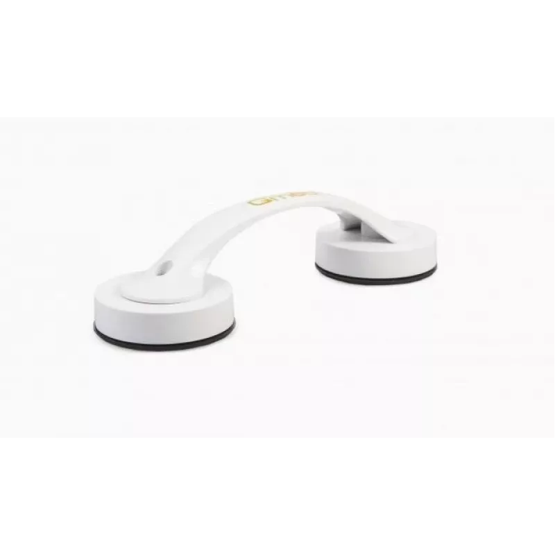 Sieninis laikiklis su siurbtuku Qmed DRQM6D0AAXXXP – technopolimeras, 20 cm gylis, maks. 30 kg, baltas, 65×53 mm
