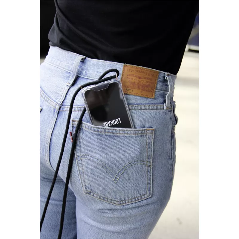 Lookabe kaklo pakabos telefono dėklas iPhone XR, auksinis/juodas