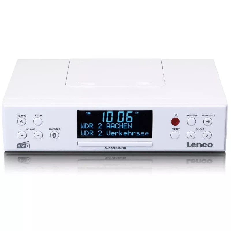 Lenco KCR-190WH virtuvės radijas po spintelėmis su PLL FM, DAB+ ir Bluetooth, baltos spalvos