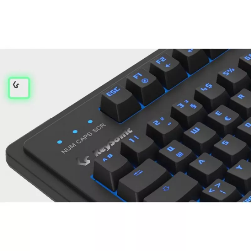 Laidinė mechaninė pilno dydžio klaviatūra KeySonic KSK-8202ELU-T (DE) su USB jungtimi, vokišku išdėstymu, juoda