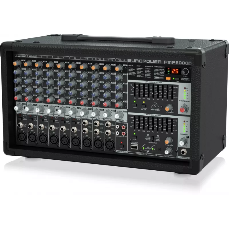 Behringer PMP2000D garso stiprintuvas-mikseris 14 kanalų 2000W Juodas