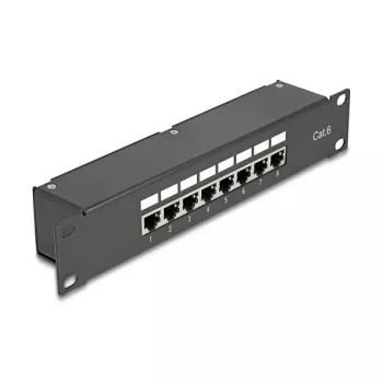 DeLOCK 10 colių jungčių skydelis 8 prievadų Cat.6 RJ45 juodas 1U