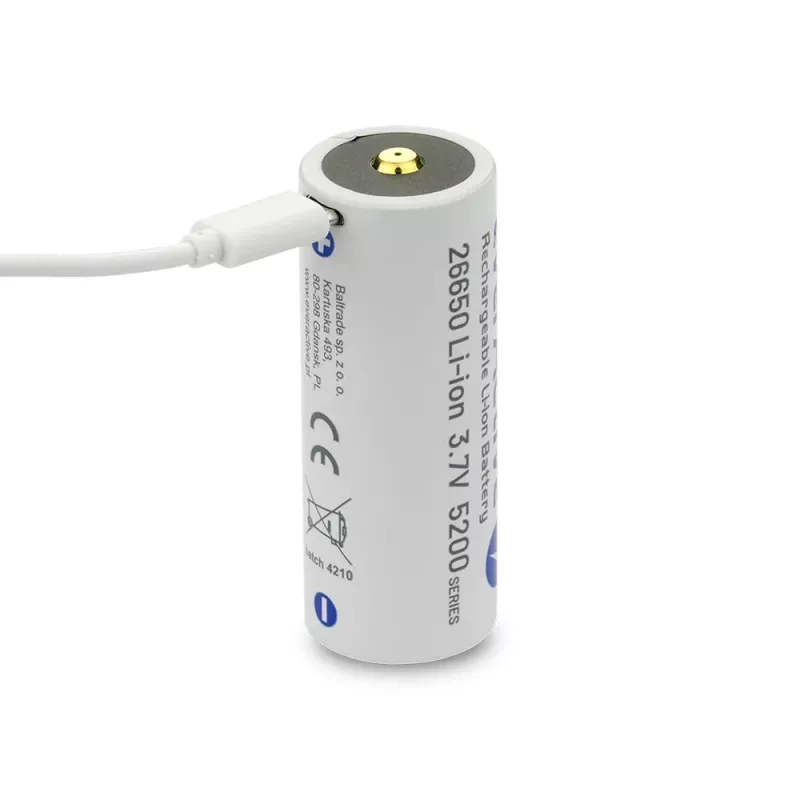 Įkraunama baterija everActive EV26650-52M 3,7V 5200mAh su Micro USB įkrovimu