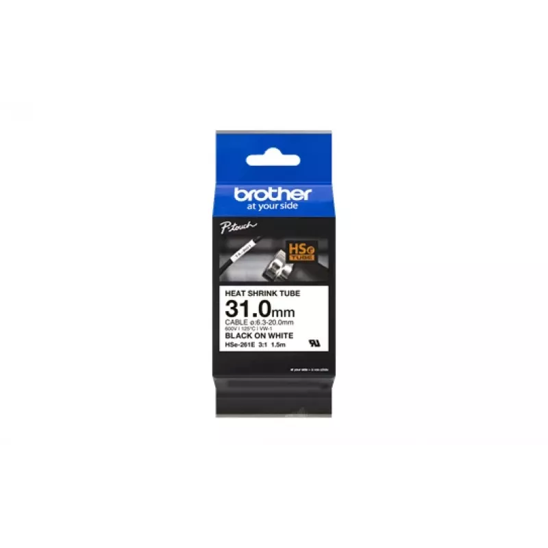 Spausdinimo juosta Brother HSe-261E juoda ant baltos 3,1 cm x 1,5 m