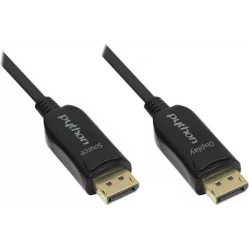 Optinis hibridinis DisplayPort 1.2 jungiamasis kabelis, 4K2K / UHD 60Hz, auksuoti kištukai ir variniai kontaktai, juodas, 100m, PYTHON® serija (GC-M0180)