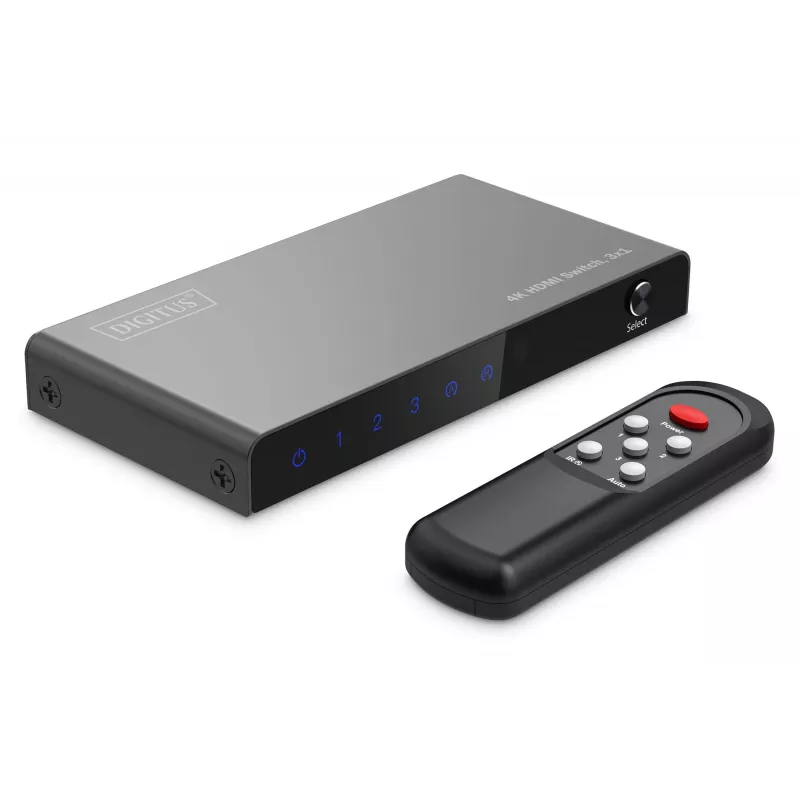 Digitus 4K HDMI jungiklis 3x1 juodas metalinis 18 Gbit/s