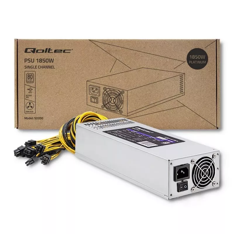 Qoltec 50350 maitinimo blokas 1850W PCI-E | 80 Plus Platinum | Žaidimams ir kasybai
