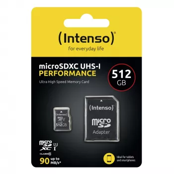 „Intenso“ 512 GB microSD UHS-I CL10 atminties kortelė